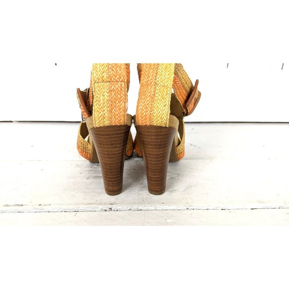 Nine West strappy straw rattan high heel open toe sandal 9.5 M - Picture 7 of 8